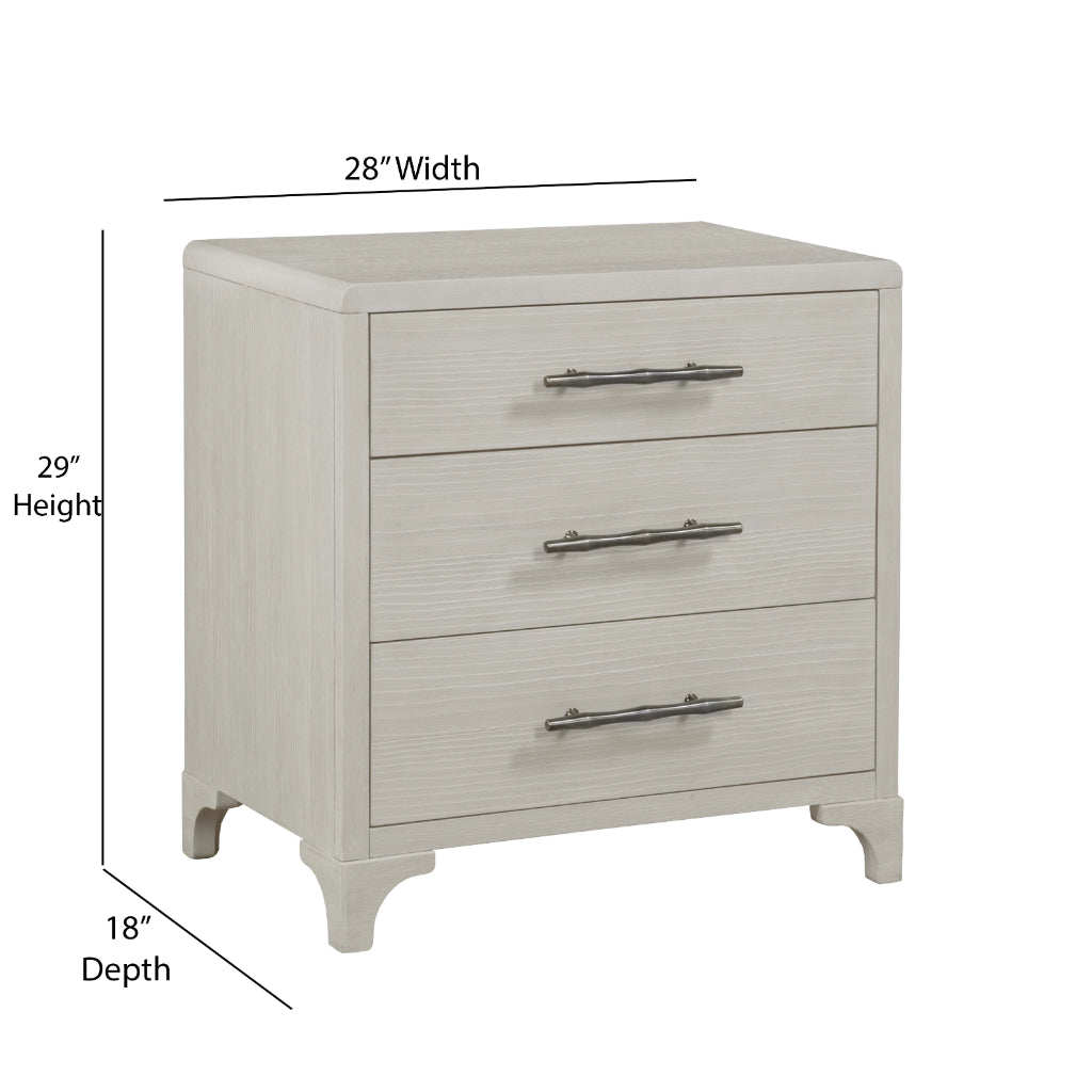 Abaco Three Drawers White Nightstand (Set of 2)
