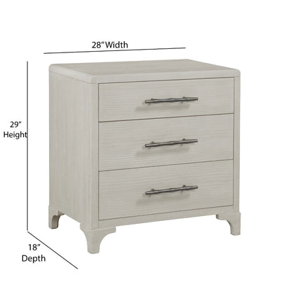 Abaco Three Drawers White Nightstand (Set of 2)