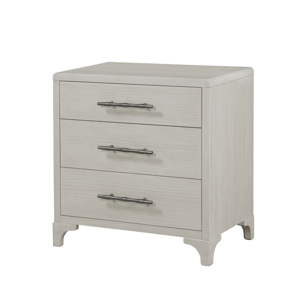 Abaco Three Drawers White Nightstand with USB Port