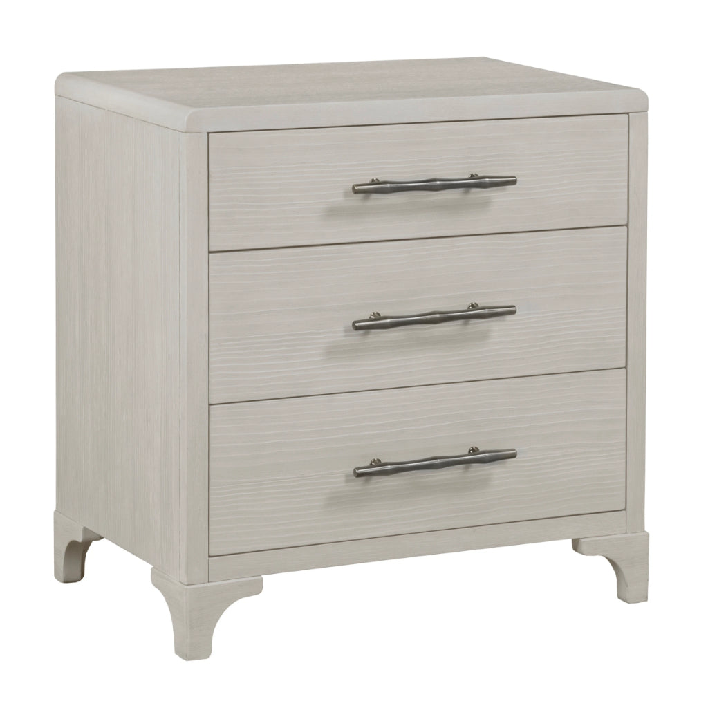 Abaco Three Drawers White Nightstand with USB Port