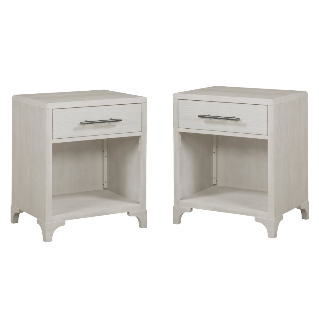 Abaco One Drawer White Nightstand (Set of 2)