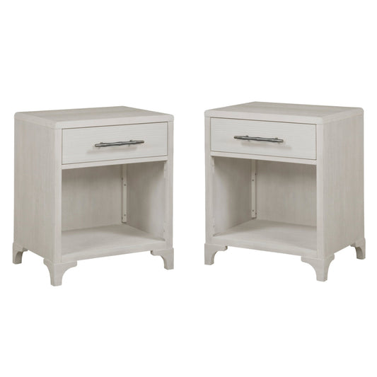 Abaco One Drawer White Nightstand (Set of 2)