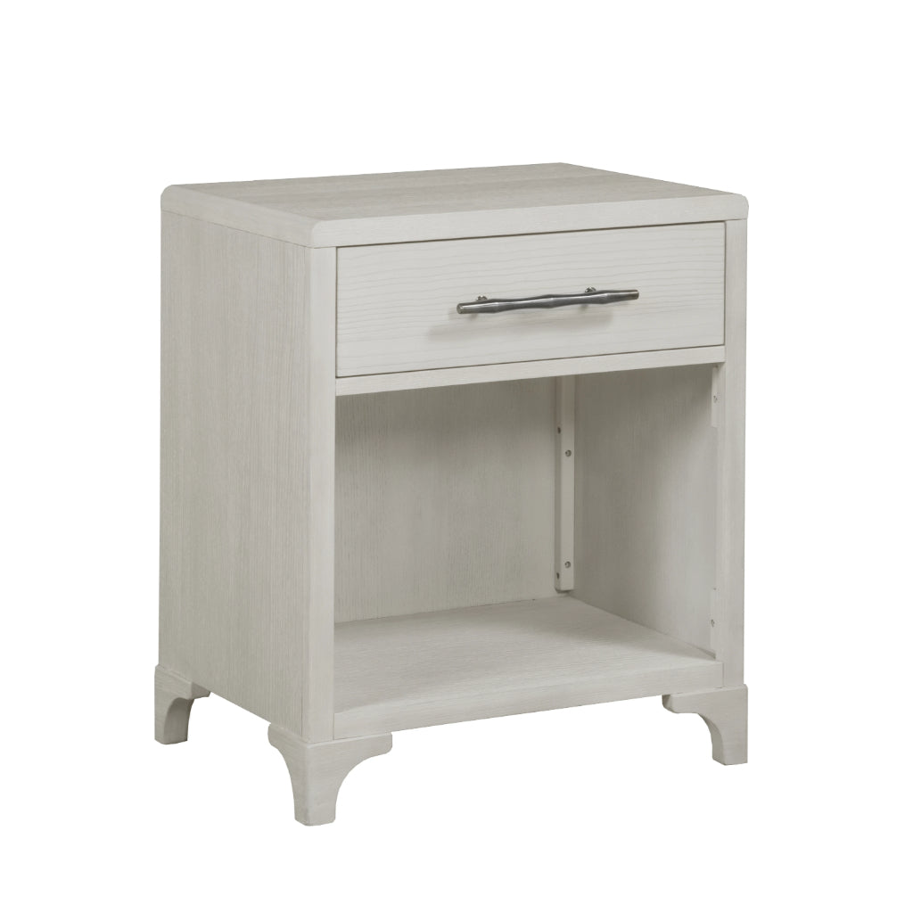 Abaco One Drawer White Nightstand with USB Port