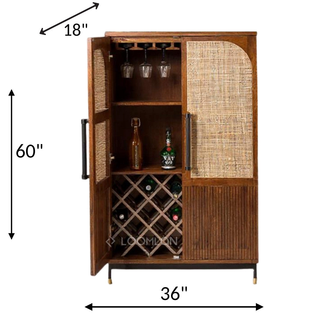 Jornessa Wooden Brown Bar Cabinet