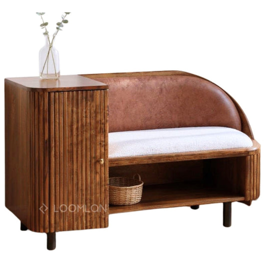 LOOMLAN Grene Leather Bedroom Bench With Storage