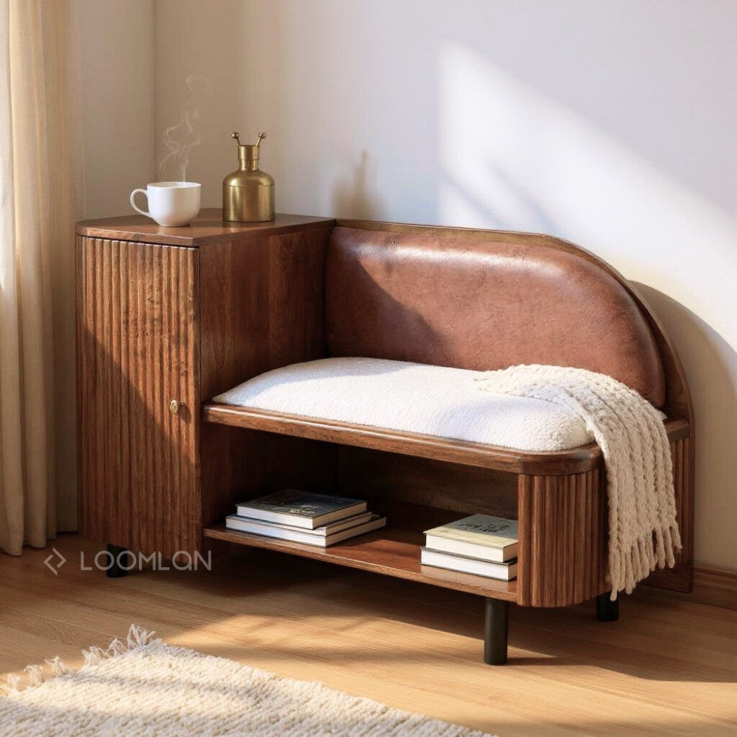 LOOMLAN Grene Leather Bedroom Bench With Storage
