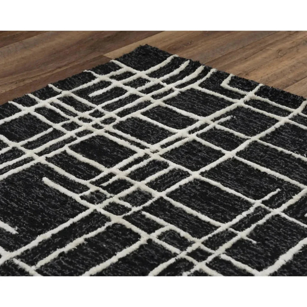 Bada Geometric Black Area Rugs For Living Room -- black