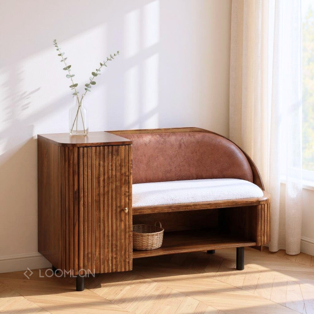 LOOMLAN Grene Leather Bedroom Bench With Storage