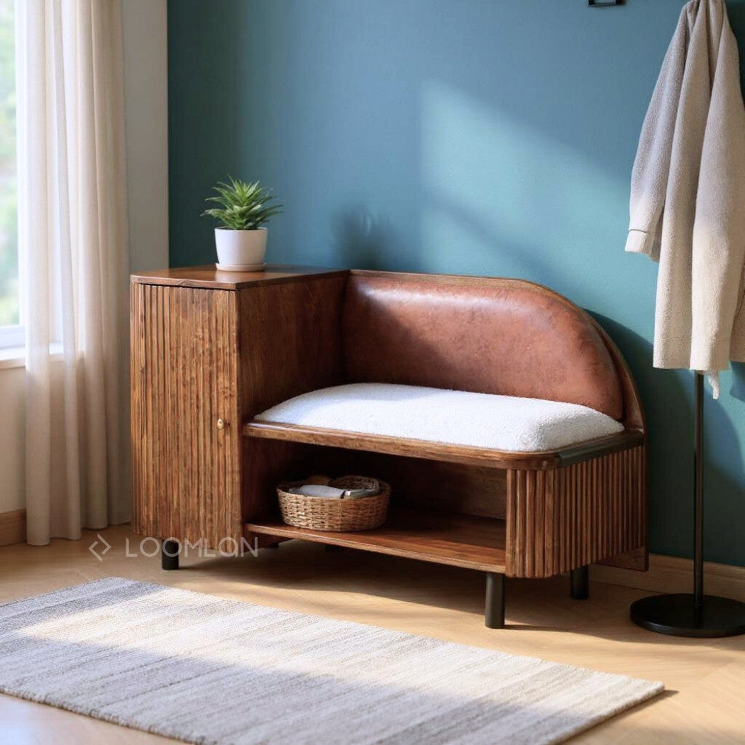 LOOMLAN Grene Leather Bedroom Bench With Storage
