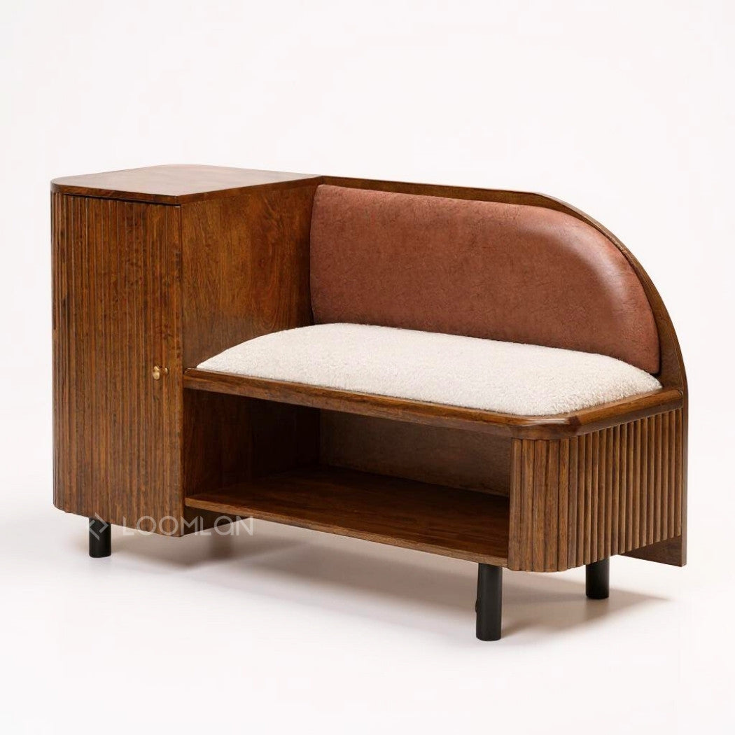 LOOMLAN Grene Leather Bedroom Bench With Storage