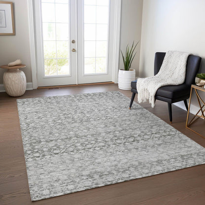 Irior Gray Washable Indoor-Outdoor Rug -- gray