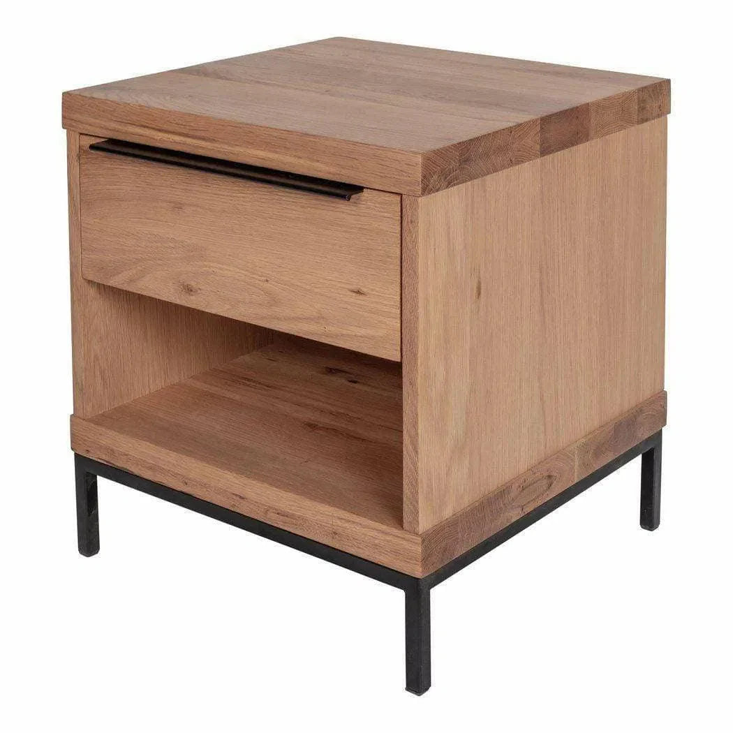 18 Inch One Drawer Nightstand Natural Scandinavian Nightstands LOOMLAN By Moe's Home