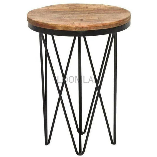 18" Round End Side Table Reclaimed Wood Planks Side Tables LOOMLAN By LOOMLAN