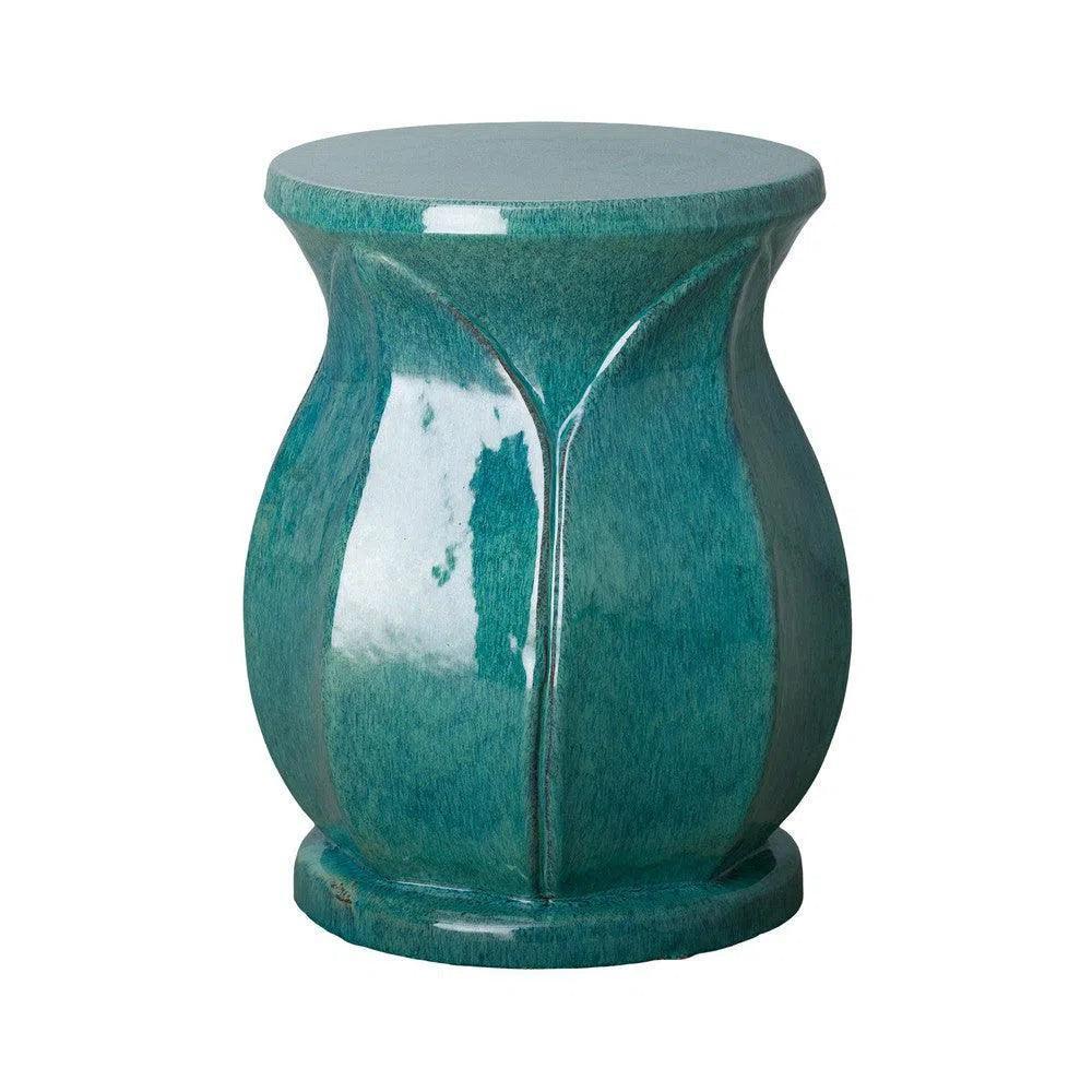 18 in. Lotus Ceramic Outdoor Garden Stool