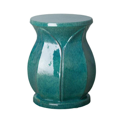 18 in. Lotus Ceramic Outdoor Garden Stool