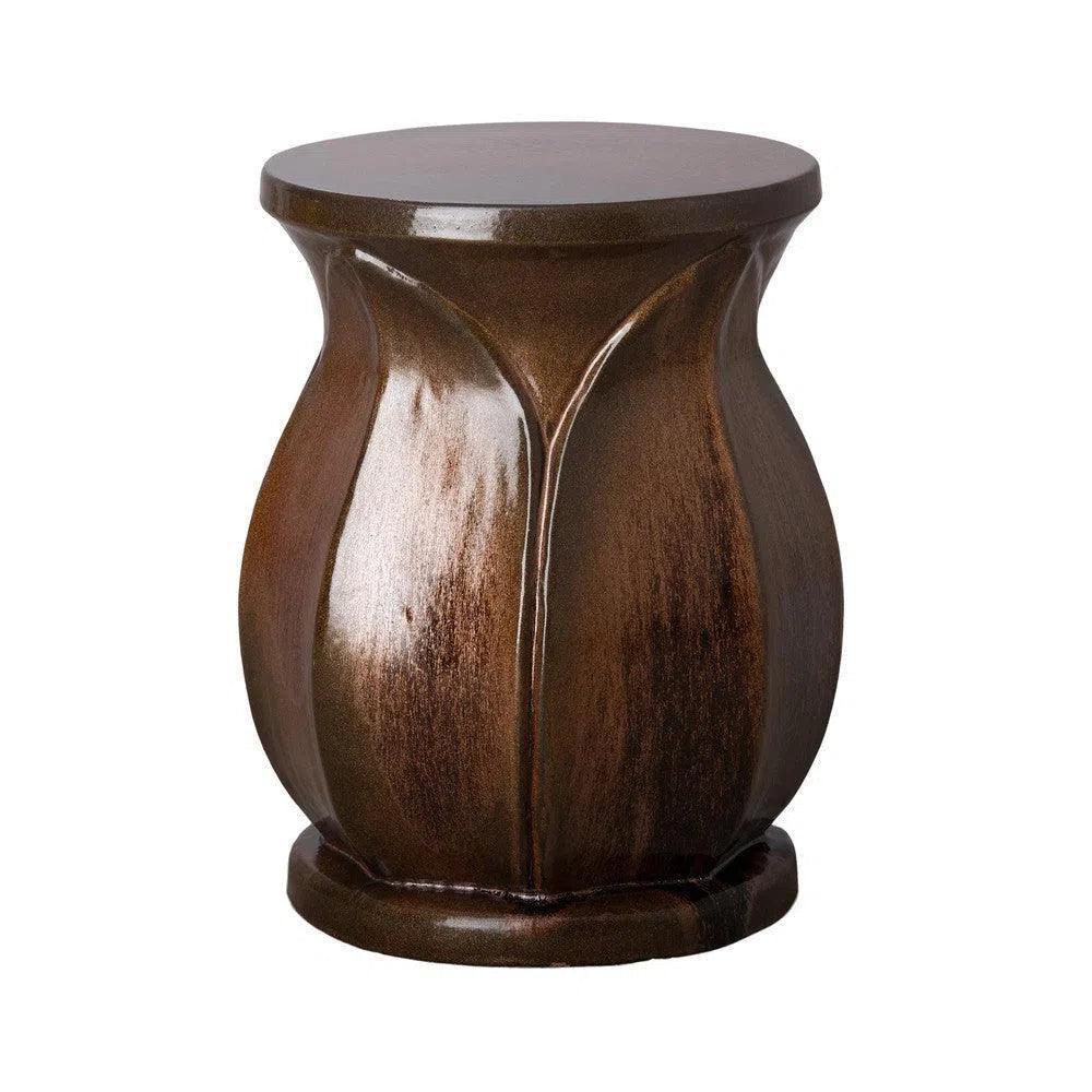 18 in. Lotus Ceramic Outdoor Garden Stool