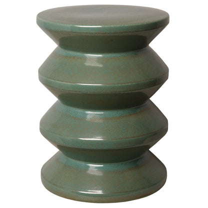 18 in. Accordion Ceramic Garden Stool Outdoor-Outdoor Stools-Emissary-Green-Sideboards and Things