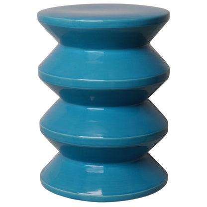 18 in. Accordion Ceramic Garden Stool Outdoor-Outdoor Stools-Emissary-Turquise-Sideboards and Things
