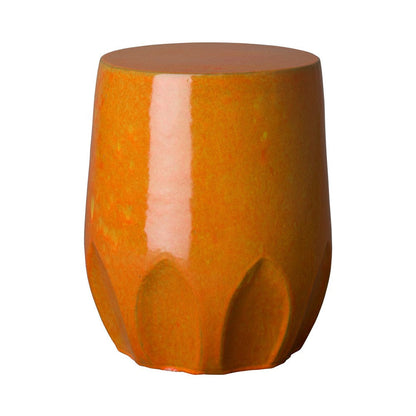 18 in. Calyx Ceramic Outdoor Garden Stool Side Table-Outdoor Stools-Emissary-Bright Orange-Sideboards and Things