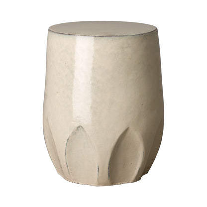 18 in. Calyx Ceramic Outdoor Garden Stool Side Table-Outdoor Stools-Emissary-Cream-Sideboards and Things