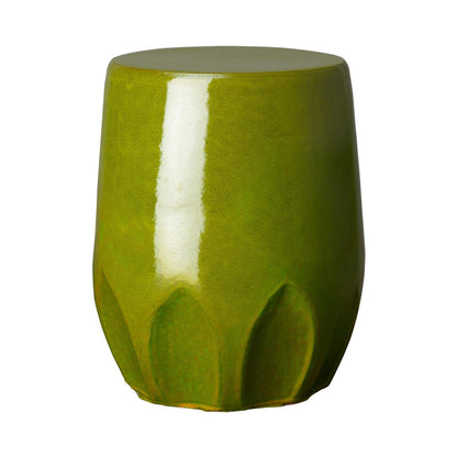 18 in. Calyx Ceramic Outdoor Garden Stool Side Table-Outdoor Stools-Emissary-Green-Sideboards and Things