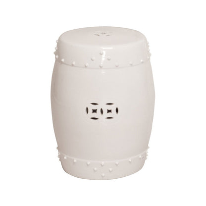 18 in. Drum Ceramic Garden Stool Side Table Outdoor-Outdoor Stools-Emissary-White-Sideboards and Things