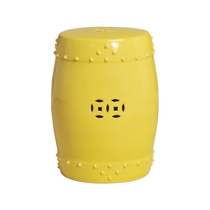 18 in. Drum Ceramic Garden Stool Side Table Outdoor-Outdoor Stools-Emissary-Yellow-Sideboards and Things