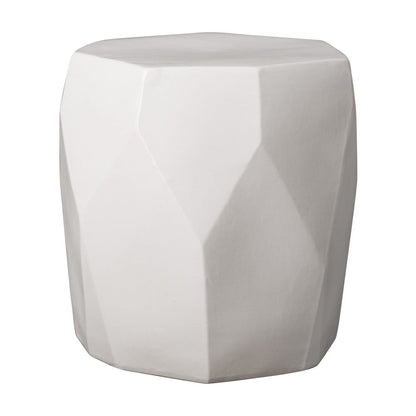 18 in. Facet Ceramic Garden Stool Side Table-Outdoor Stools-Emissary-White-Sideboards and Things