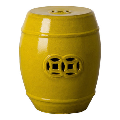18 in. Fortune Outdoor Decorative Garden Stool-Outdoor Stools-Emissary-Mustard Yellow-Sideboards and Things