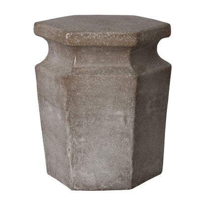 18 in. Hex Ceramic Outdoor Garden Stool-Outdoor Stools-Emissary-Stone Gray-Sideboards and Things