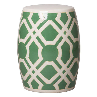 18 in. Labyrinth Ceramic Garden Stool Outdoor-Outdoor Stools-Emissary-Green-Sideboards and Things