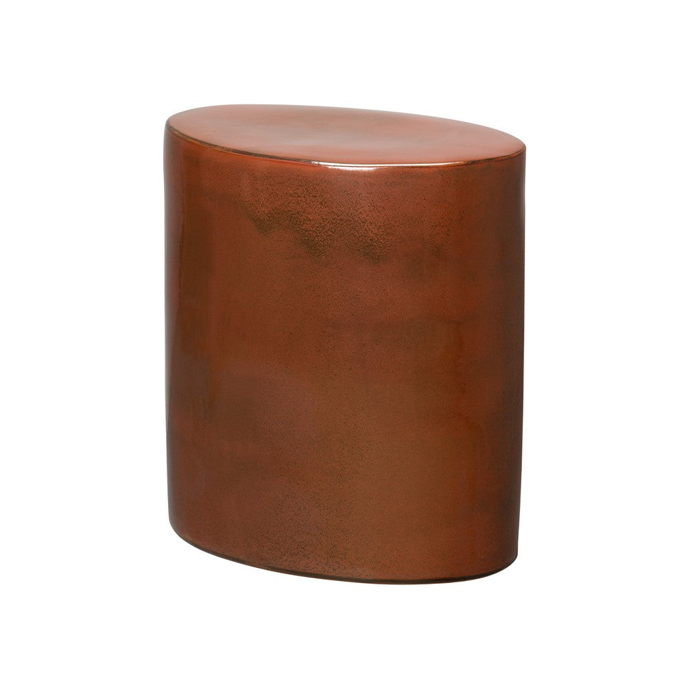 18 in. Oval Ceramic Garden Stool Side Table Outdoor-Outdoor Stools-Emissary-Copper-Sideboards and Things