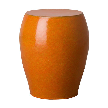 18 in. Seiji Ceramic Garden Stool Side Table-Outdoor Stools-Emissary-Bright Orange-Sideboards and Things