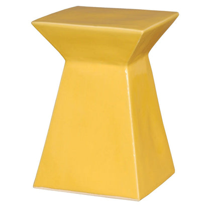 18 in. Upright Ceramic Outdoor Garden Stool Side Table-Outdoor Stools-Emissary-Sun Yellow-Sideboards and Things