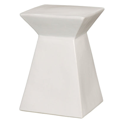 18 in. Upright Ceramic Outdoor Garden Stool Side Table-Outdoor Stools-Emissary-White-Sideboards and Things