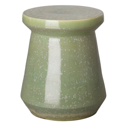 18 in. Vic Ceramic Garden Stool Side Table Outdoor-Outdoor Stools-Emissary-Green Speckle-Sideboards and Things