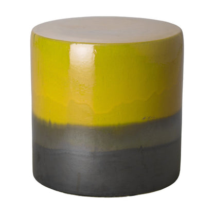18 in. Wide Two-Tone Ceramic Garden Stool Outdoor Decor-Outdoor Stools-Emissary-Mustard Yellow-Sideboards and Things