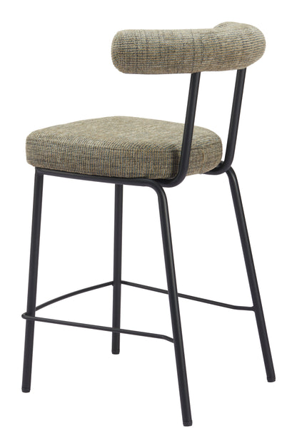 Kede Steel Green Tweed Counter Stool