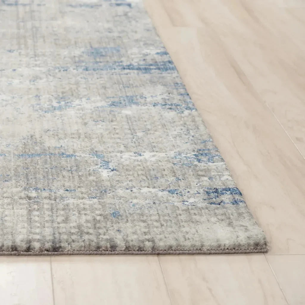 Aver Abstract Gray/ Blue Large Area Rugs -- blue