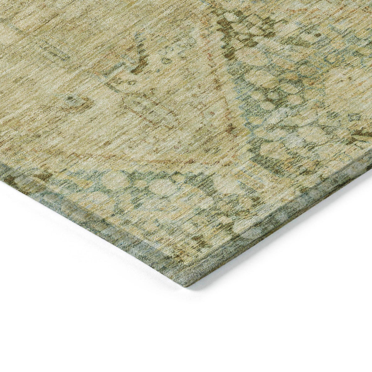 Iriius Green Washable Indoor-Outdoor Rug