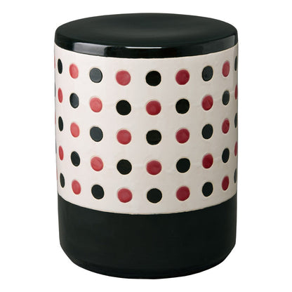 18.5 in. Polka Dot Ceramic Garden Stool Outdoor-Outdoor Stools-Emissary-Burgundy-Sideboards and Things