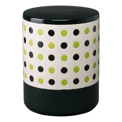 18.5 in. Polka Dot Ceramic Garden Stool Outdoor-Outdoor Stools-Emissary-Willow Green-Sideboards and Things