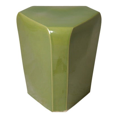 18.5 in. Triangle Ceramic Garden Stool Outdoor-Outdoor Stools-Emissary-Celery Green-Sideboards and Things