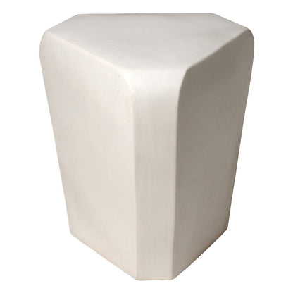 18.5 in. Triangle Ceramic Garden Stool Outdoor-Outdoor Stools-Emissary-Whte-Sideboards and Things