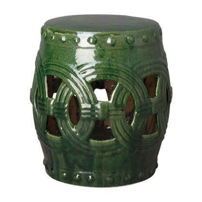 19 in. Eternity Ceramic Garden Stool Outdoor-Outdoor Stools-Emissary-Green-Sideboards and Things