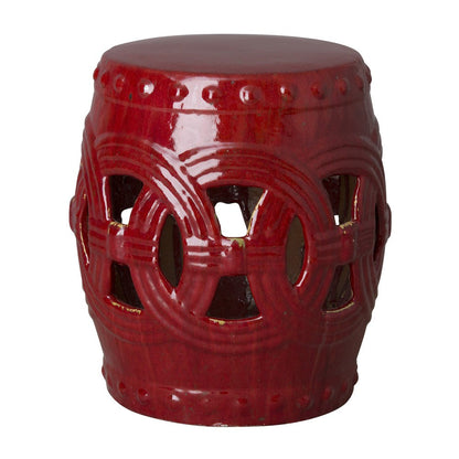 19 in. Eternity Ceramic Garden Stool Outdoor-Outdoor Stools-Emissary-Red-Sideboards and Things