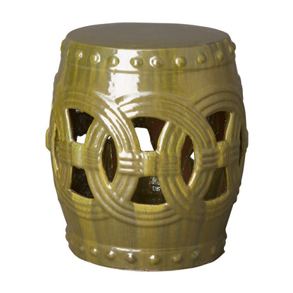 19 in. Eternity Ceramic Garden Stool Outdoor-Outdoor Stools-Emissary-Tea Green-Sideboards and Things