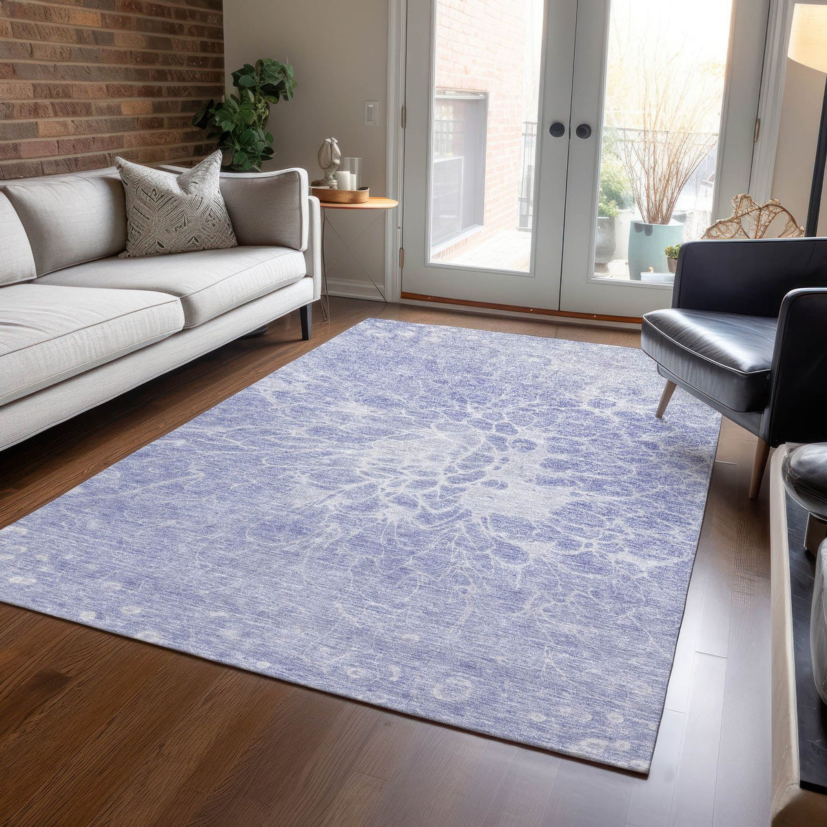 Fluid Drift Lavender Washable Indoor-Outdoor Rug