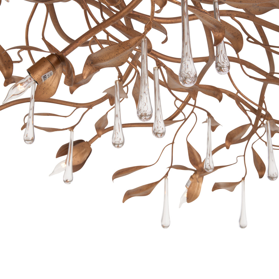 Bay Laurel Leaf Crystal Golden Chandelier