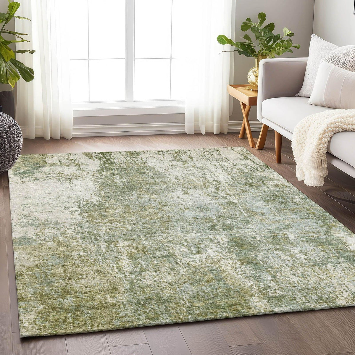 Kaelion Green Washable Indoor-Outdoor Rug -- green